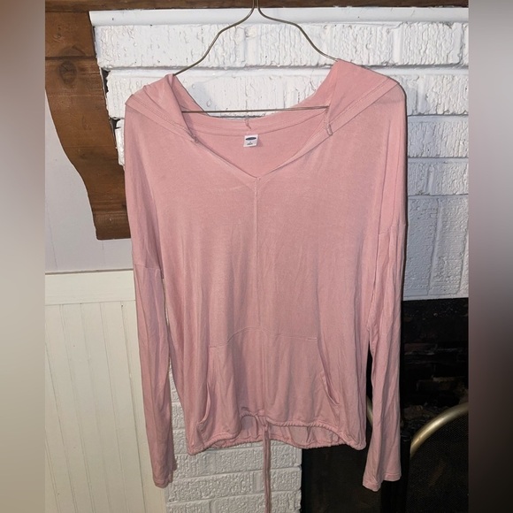 Old navy pink long sleeve shirt hooded drawstring light weight - Picture 2 of 8